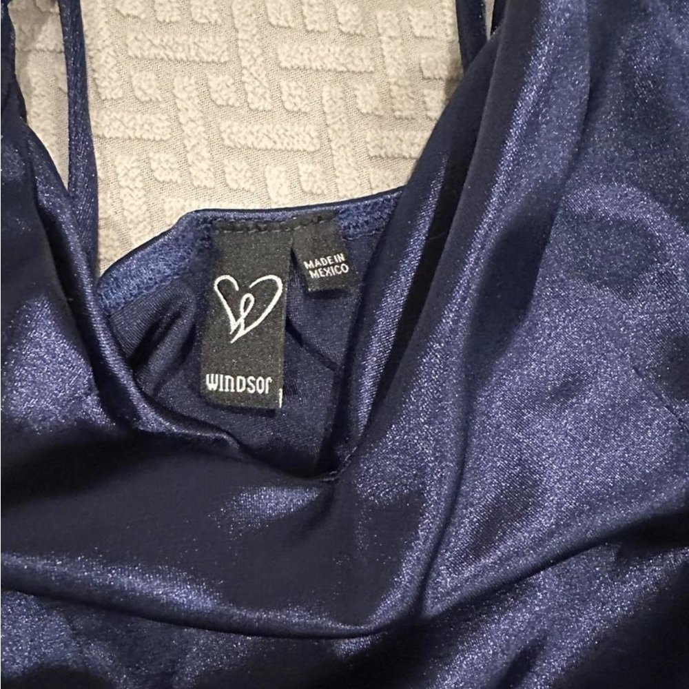 Windsor Navy Blue Satin Dress - Picture 4 of 4